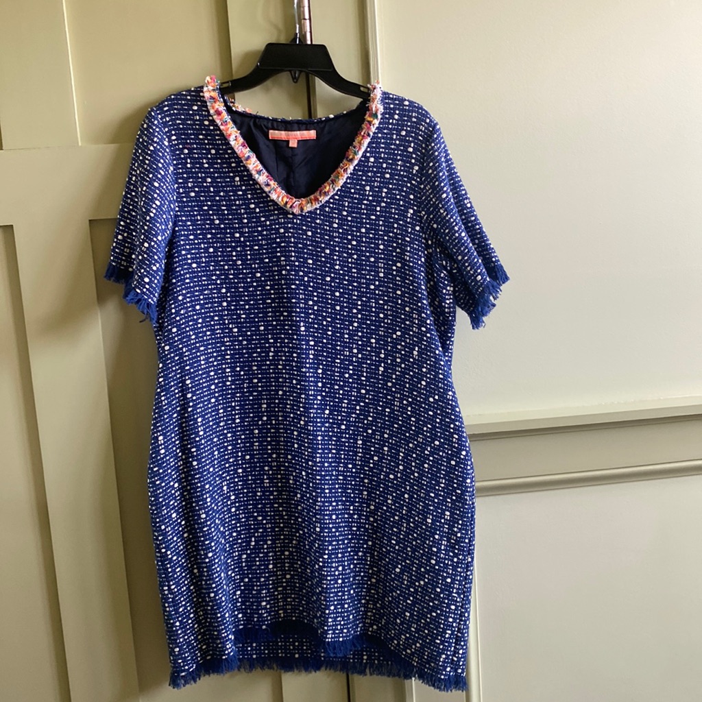 Navy And Cream Boutique Sheath Dress